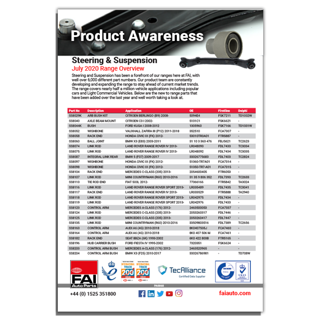 New To Range Steering & Suspension 2020 FAI Auto