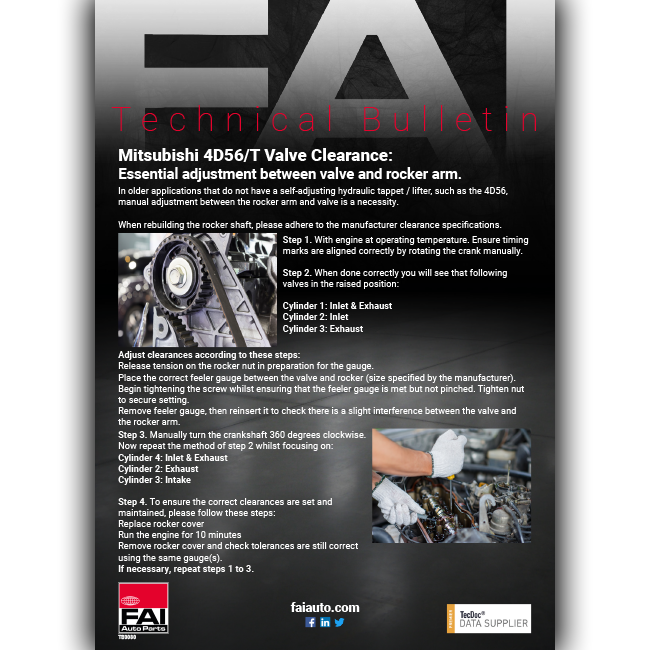 Technical Bulletin - TB0080 - 4D56 Valve Clearance - FAI Auto